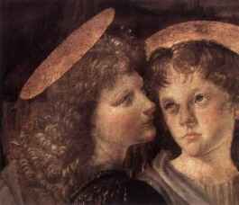 <i>Left Angel</i> by Leonardo,<BR>detail from Verrocchio's <i>Ba
