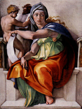 <i>Delphic Sibyl</i>,<BR>Michelangelo