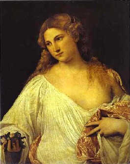 <i>Roman Goddess Flora</i>,<BR>Titian (Tiziano Vecellio)